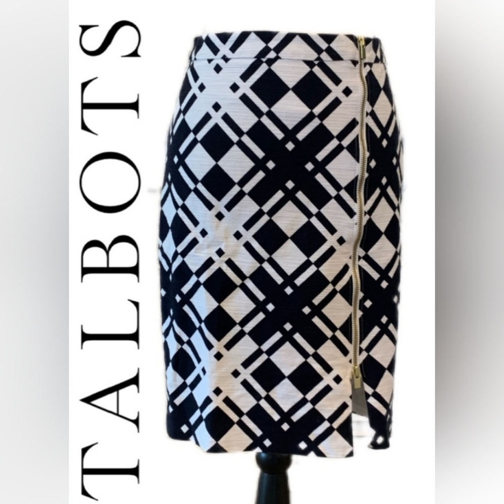 white pattern print Talbots